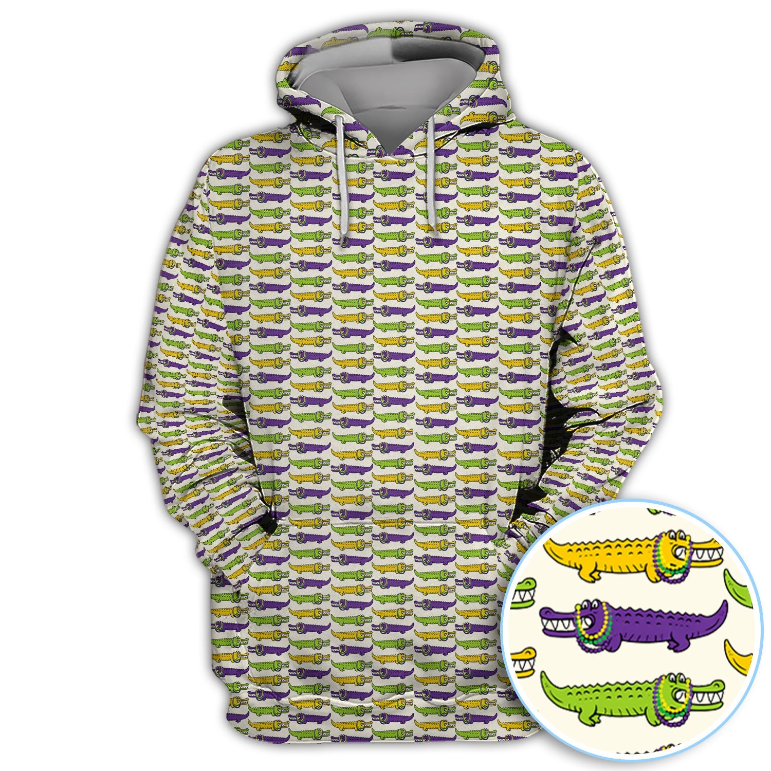 Mardi Gras Alligator Pattern Golf Shirt, Carnival Golf Shirt For Men, Golf Gift For Golfer