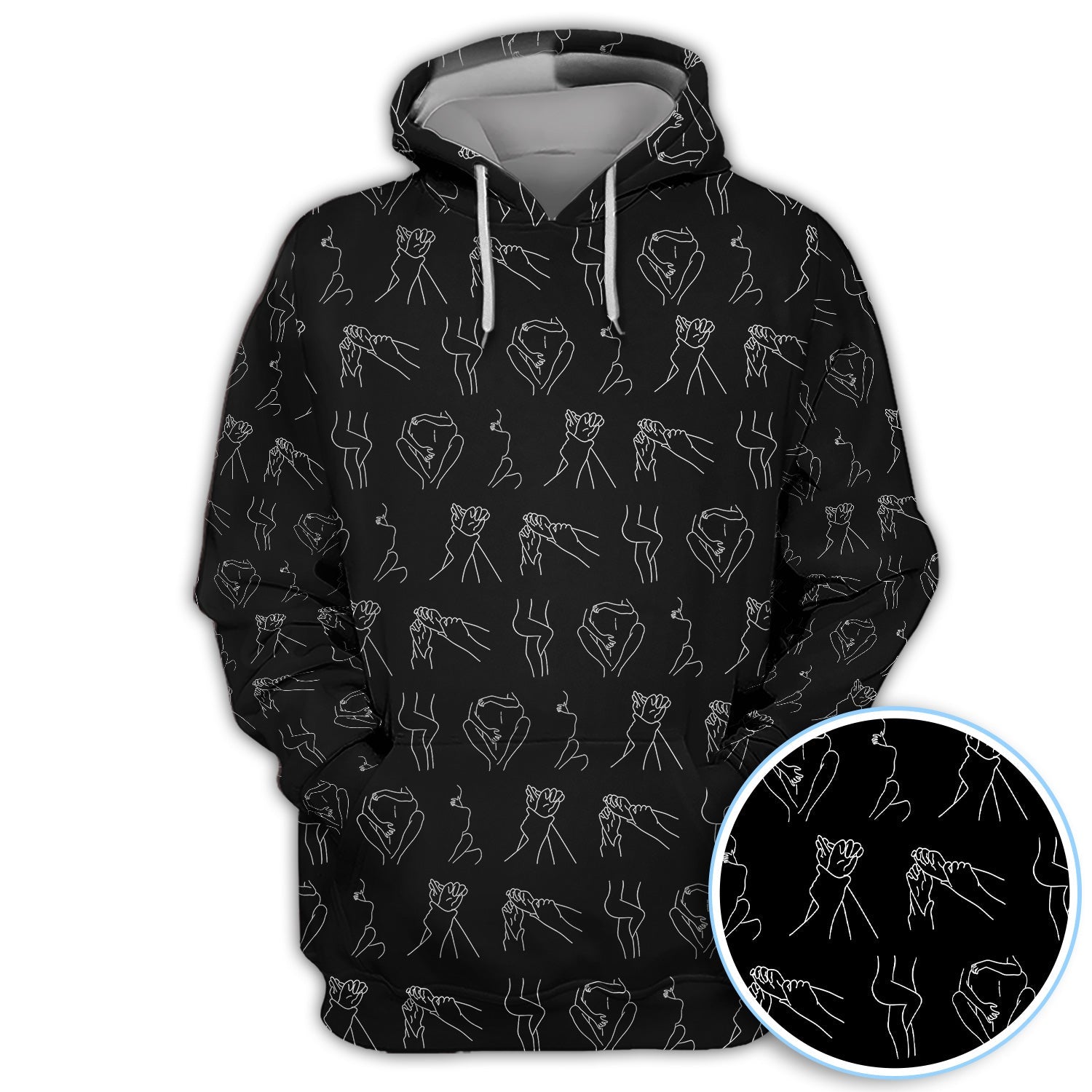 Minimal Line Art Pattern Golf Polos, Crazy Abstract Hands Golf Shirt For Men, Golf Gift For Golfer
