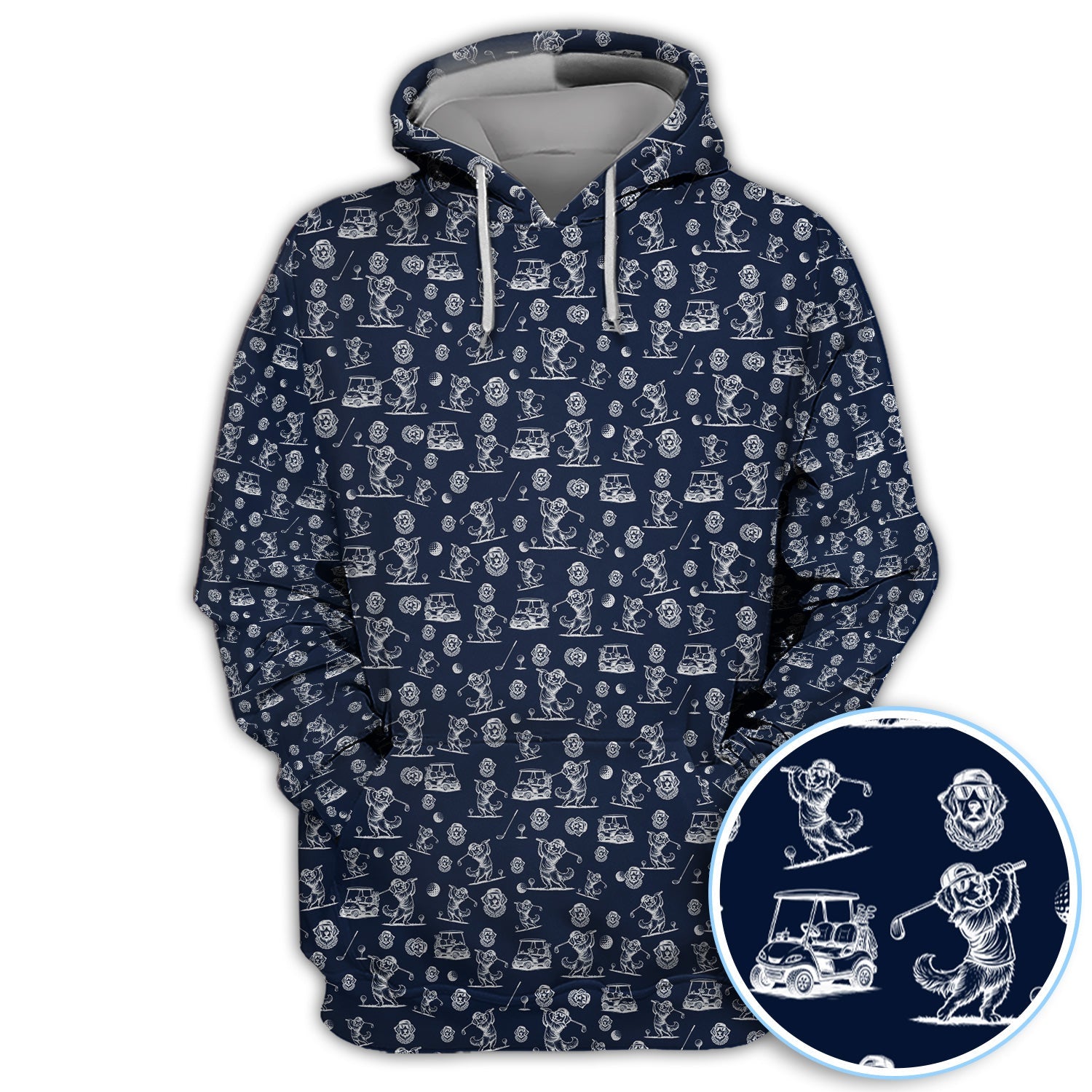 Funny Dachshund Pattern Golf Polos, Wiener Dog Golf Shirt For Golfer, Dog Dad Gift