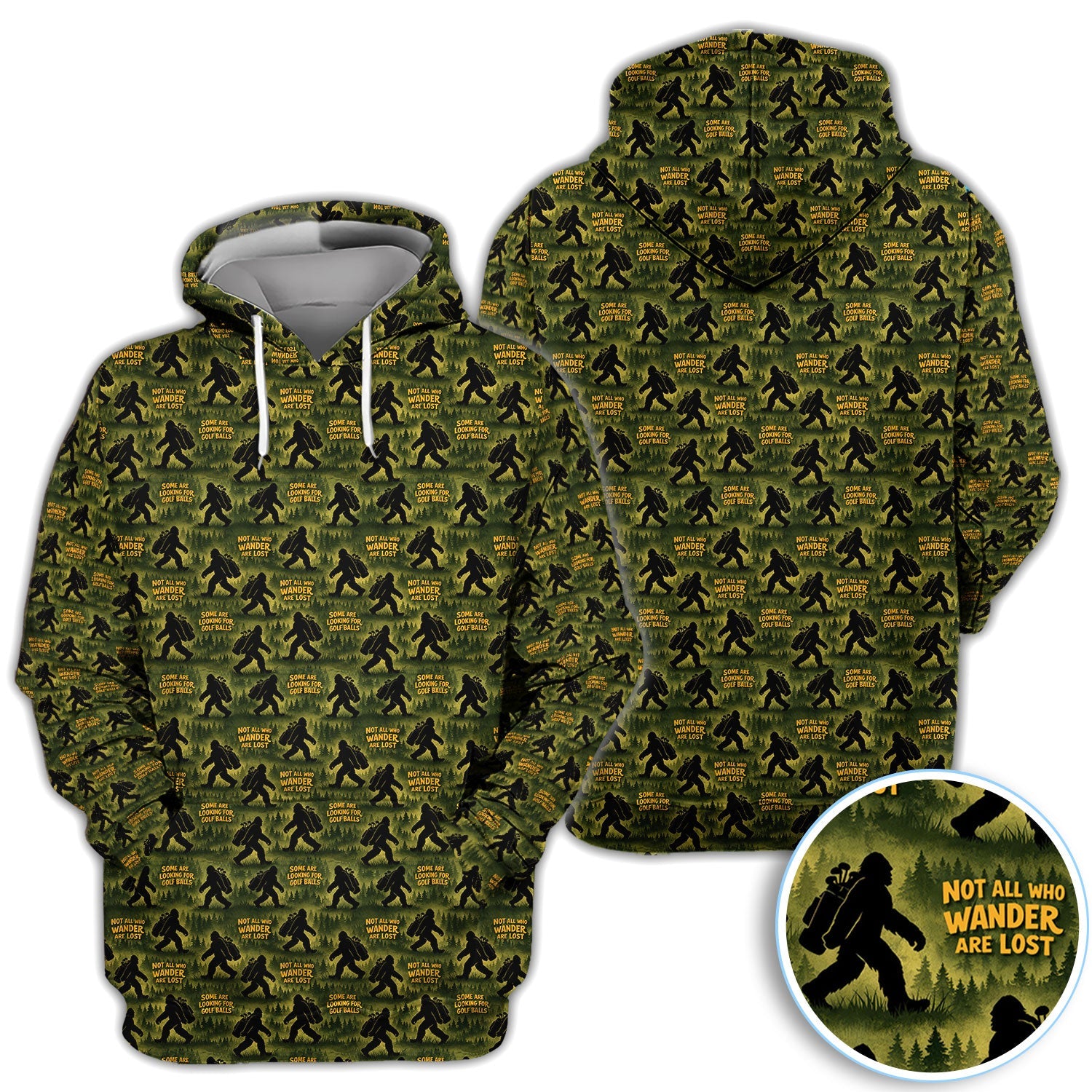 Bigfoot Wander Quote Pattern Golf Shirt, Sasquatch Golfer Forest Golf Shirt For Men, Golfer Gift