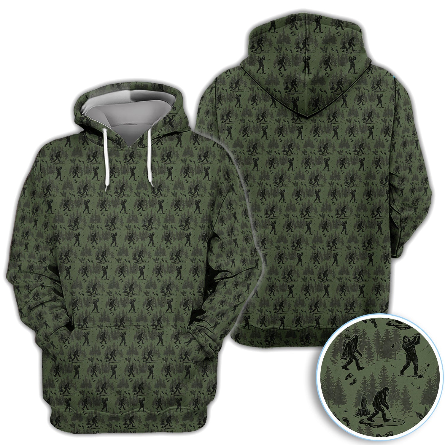Bigfoot Forest Golf Polo Shirt, Sasquatch Camouflage Pattern Shirt For Men, Gofer Gift