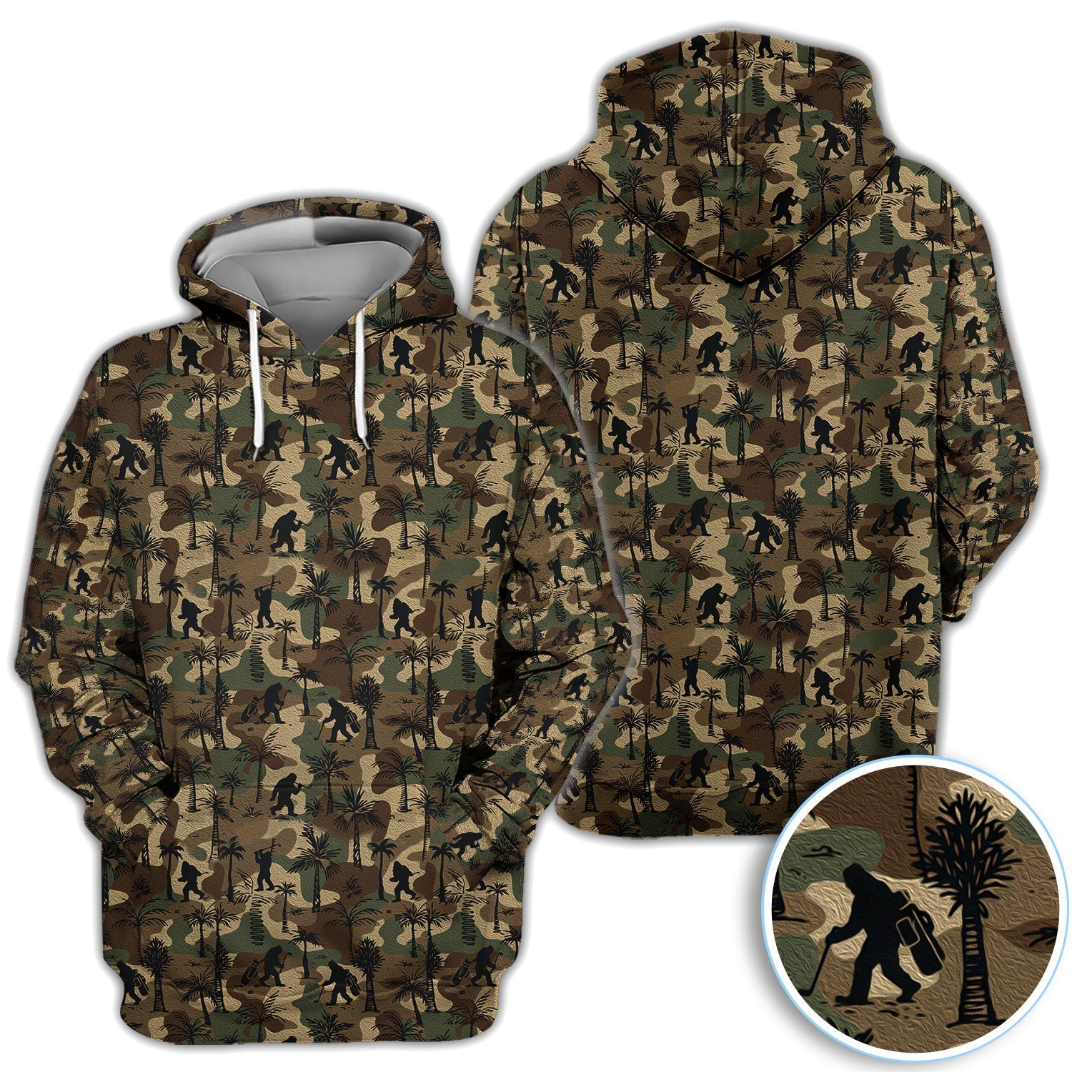 Bigfoot Camo Golf Polo Shirt, Funny Sasquatch Camouflage Polo For Men, Outdoor Golf Shirt