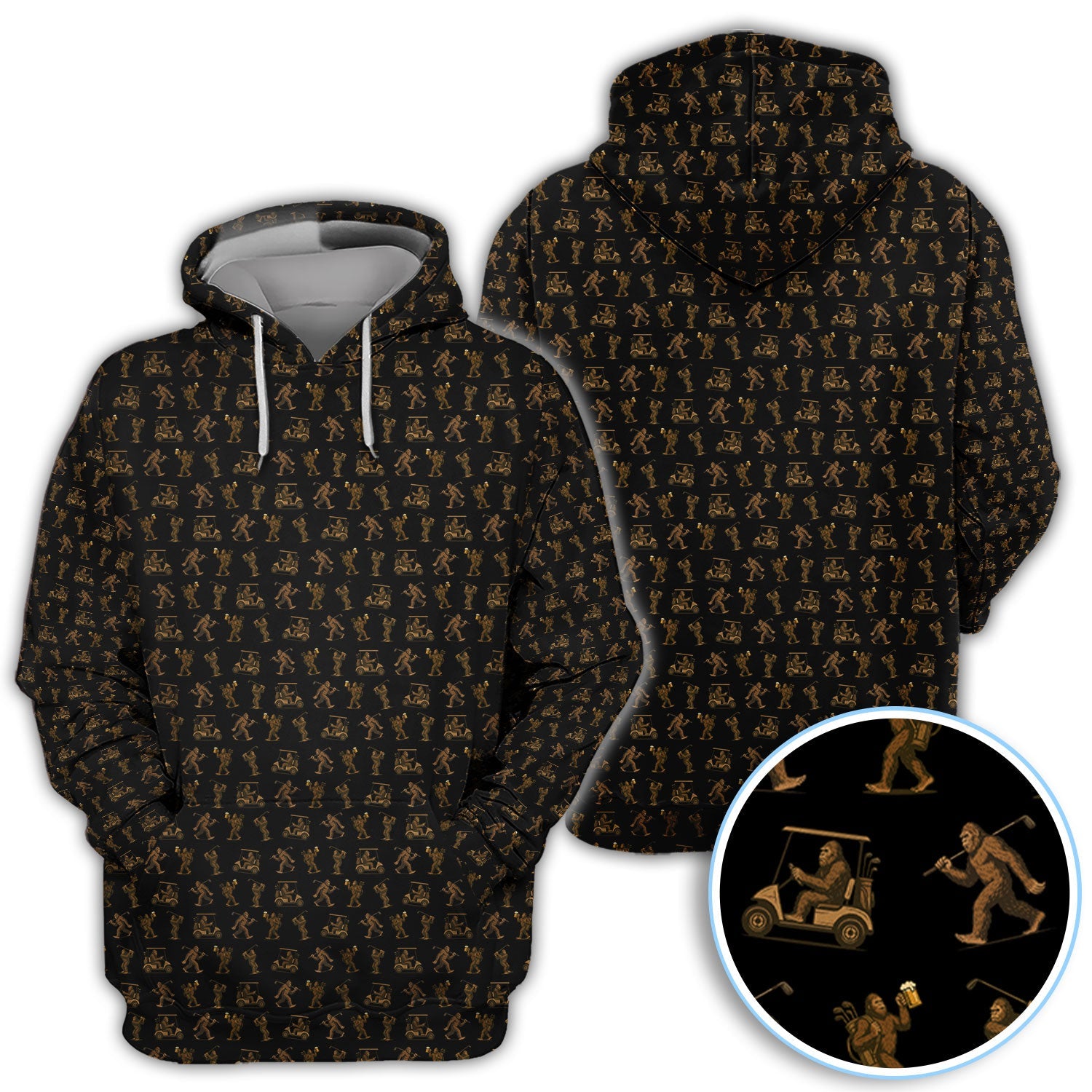 Funny Golf Pattern Shirt, Bigfoot Golf Shirt For Men, Crazy Golf Gift For Golfer