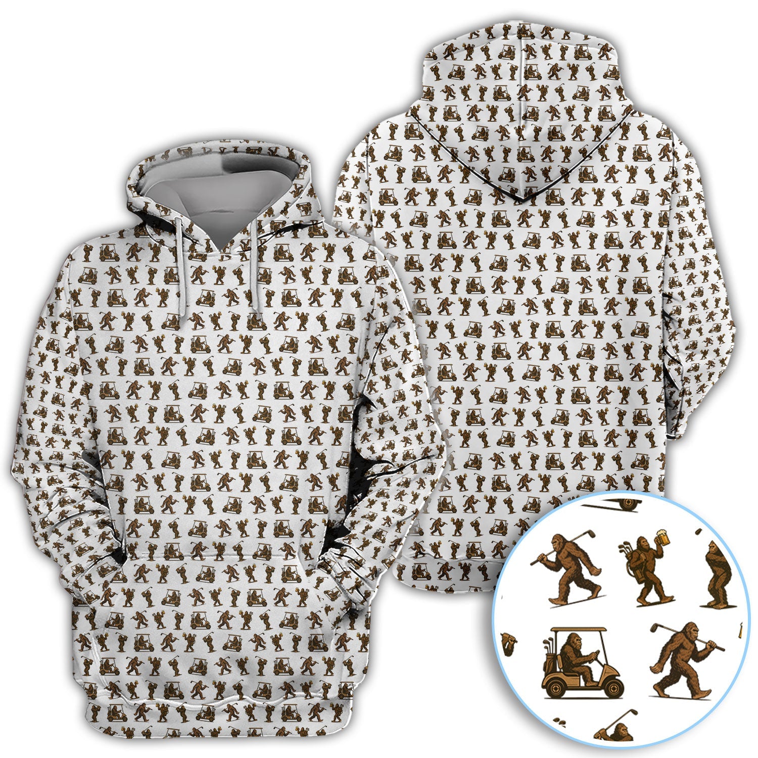 Funny Golf Pattern Shirt, Bigfoot Golf Shirt For Men, Crazy Golf Gift For Golfer