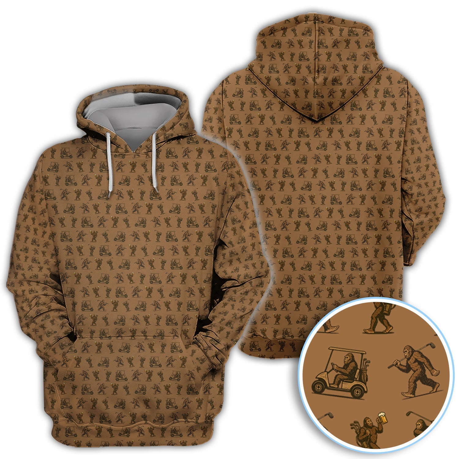 Crazy Golf Pattern Shirt, Bigfoot Golf Shirt For Men, Golf Gift For Golfer