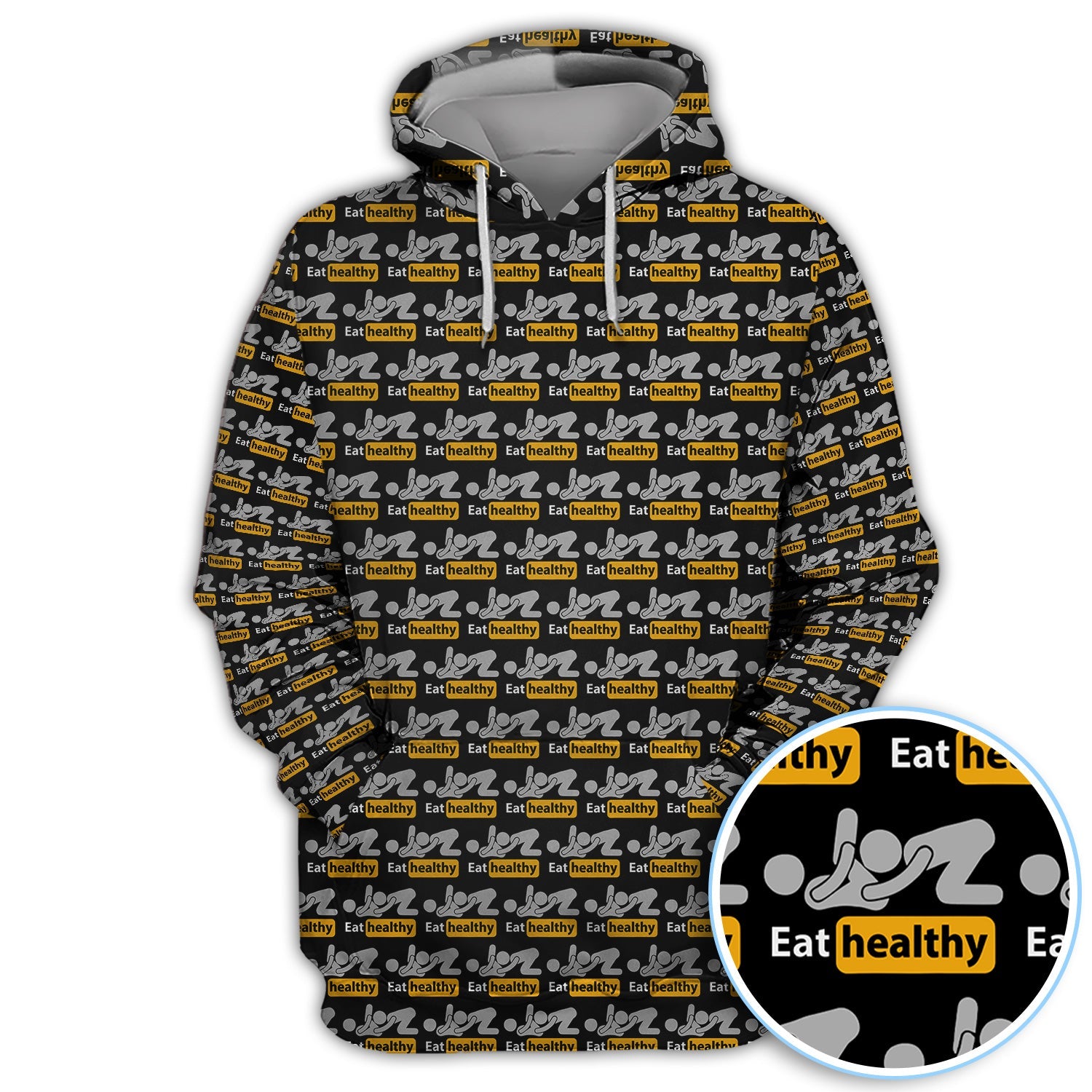Eat Healthy Pattern Golf Polos, Crazy Modern Lifestyle Golf Shirt For Men, Golf Gift For Golfer