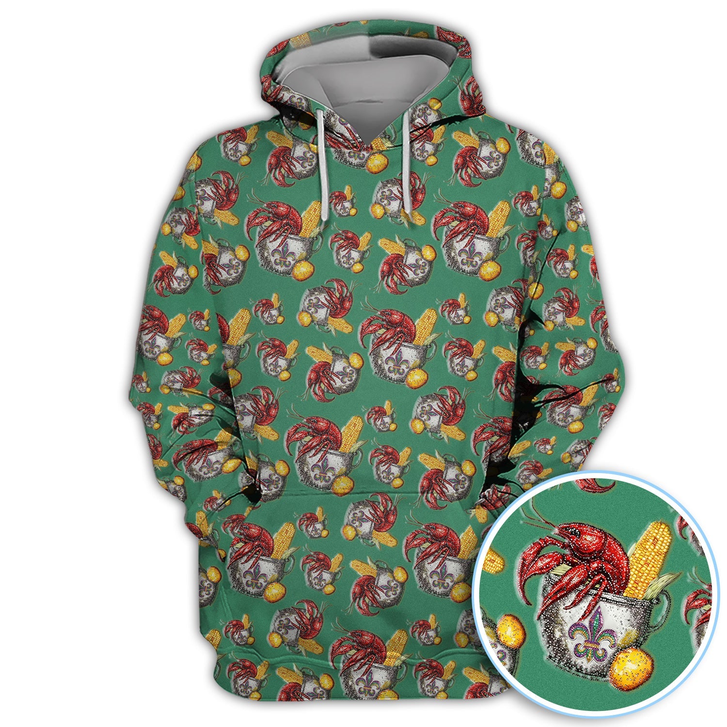 Mardi Gras Crawfish Pattern Golf Shirt, Funny Louisiana Crawfish Golf Polos For Men, Golf Gift For Golfer