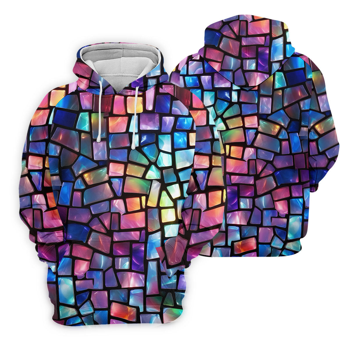 Colorful Stained Glass Mosaic Pattern Golf Shirt, Men's Golf Shirt, Golf Polo Shirts For Men, Mens Golf Apparel