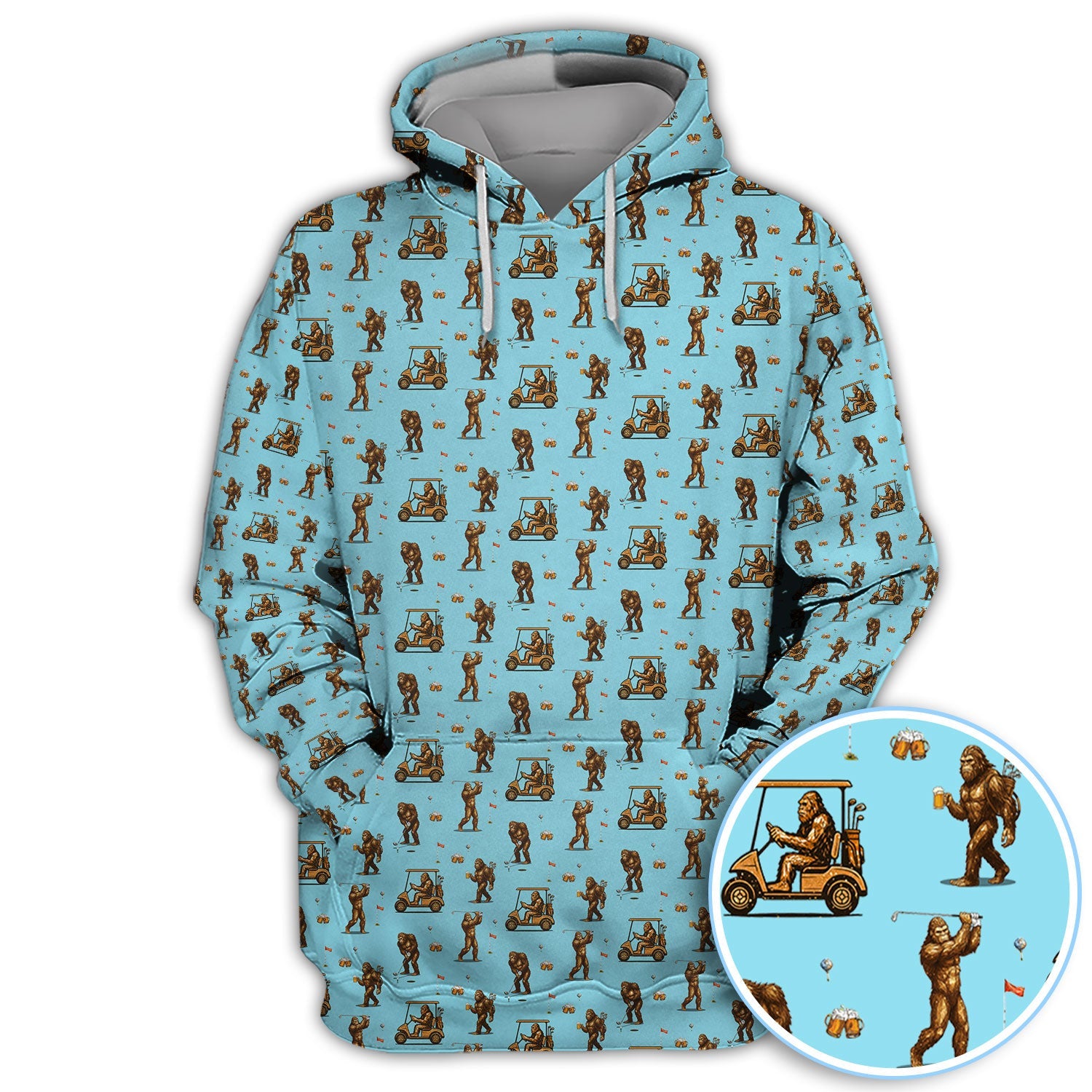 Funny Bigfoot Golf Shirt, Squatch Bigfoot And Beer Pattern Golf  Polos, Crazy Golf Gift For Golfer