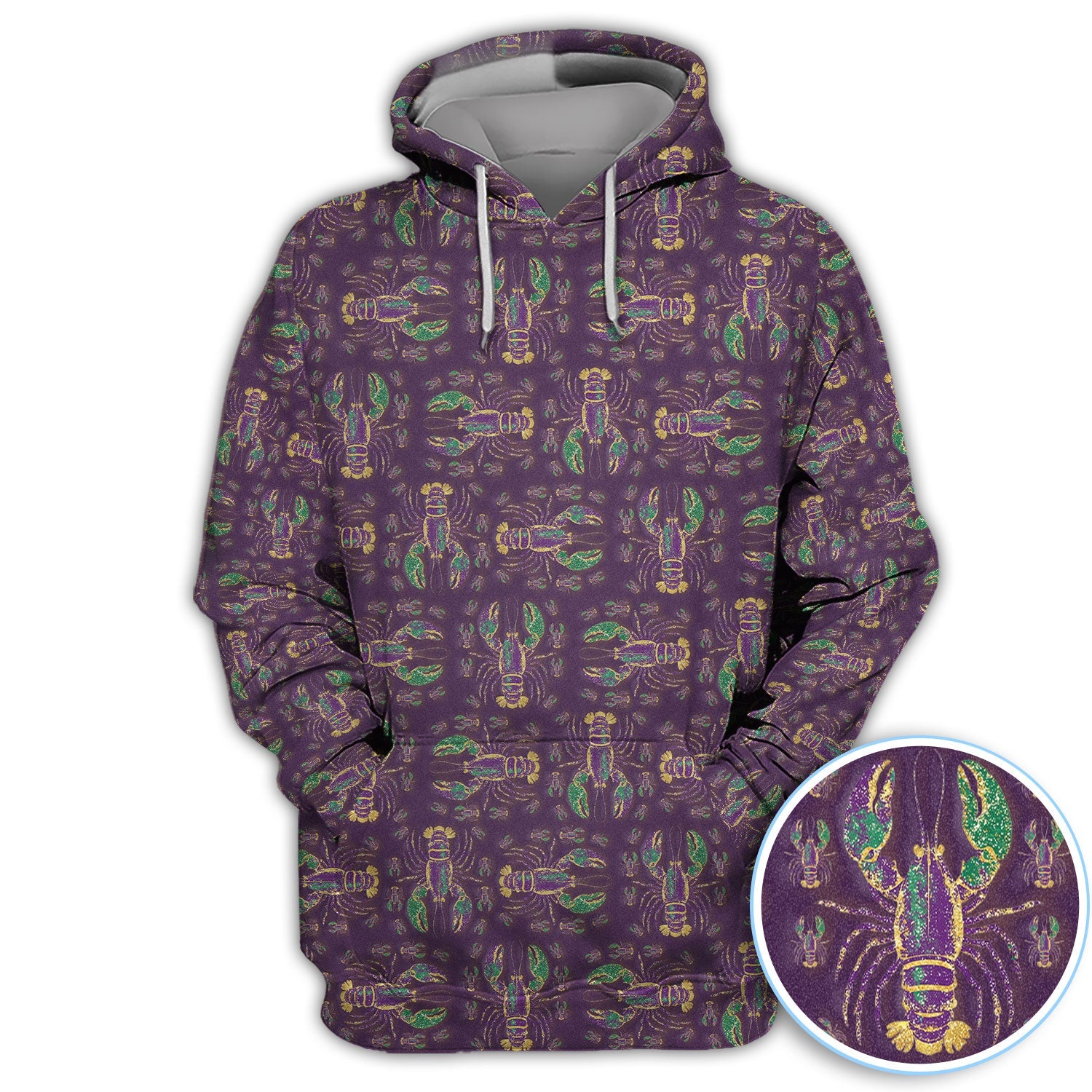 Louisiana Crawfish Pattern Golf Shirt, Mardi Gras Golf Polos For Golfer