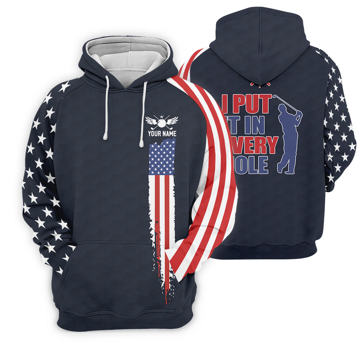 I Put It In Every Hole American Flag Patriot Red White Blue Women's Golf Shirts, 250th Anniversary Ladies Golf Shirt