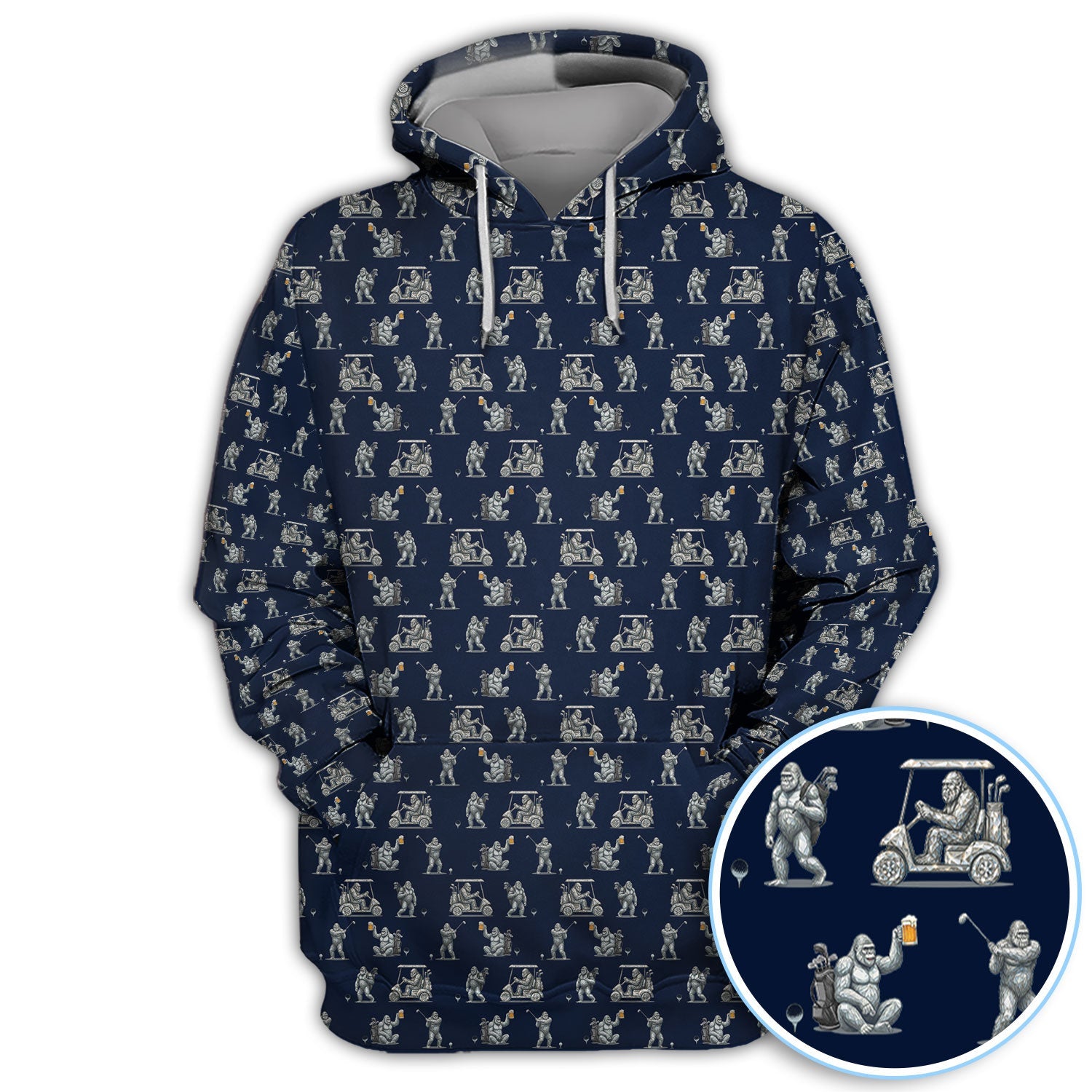 Funny Bigfoot Pattern Golf Shirt, Squatch Bigfoot Golf Polos, Crazy Golf Gift For Men