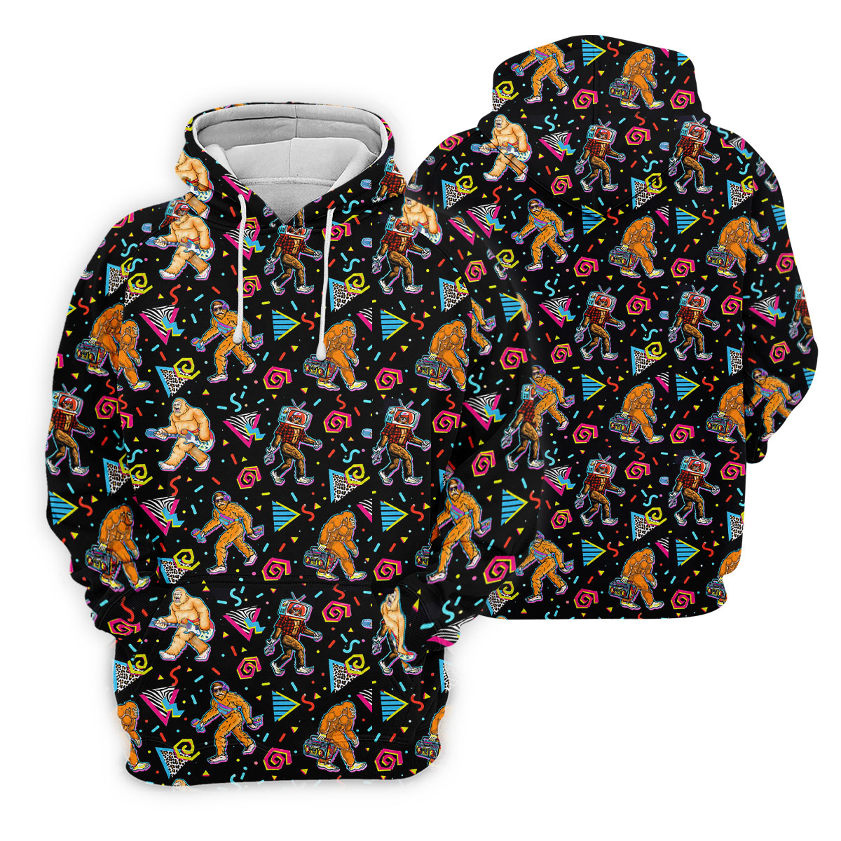 Retro Bigfoot Boombox Pattern Golf Shirt, Women’s Golf Polo, Golf Shirts For Women, Printed Golf Shirt