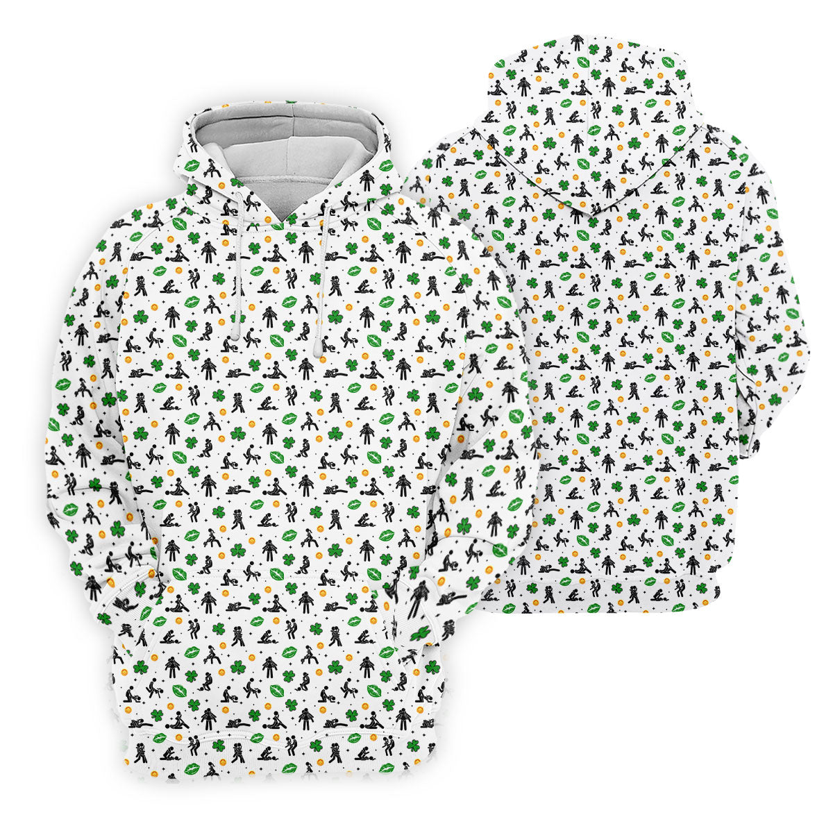 Funny Stick Figure Naughty Position Shamrock St Patrick's Day Golf Shirt, Women's Golf Tops, Ladies Golf Shirts