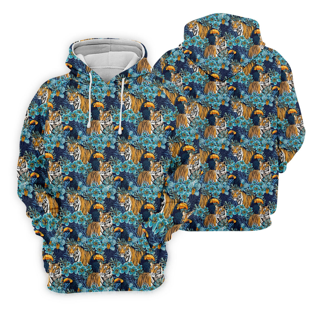 Tiger And Toucan Tropical Foliage Hawaiian Golf Shirt, Golf Shirt For Women, Golfing Apparel