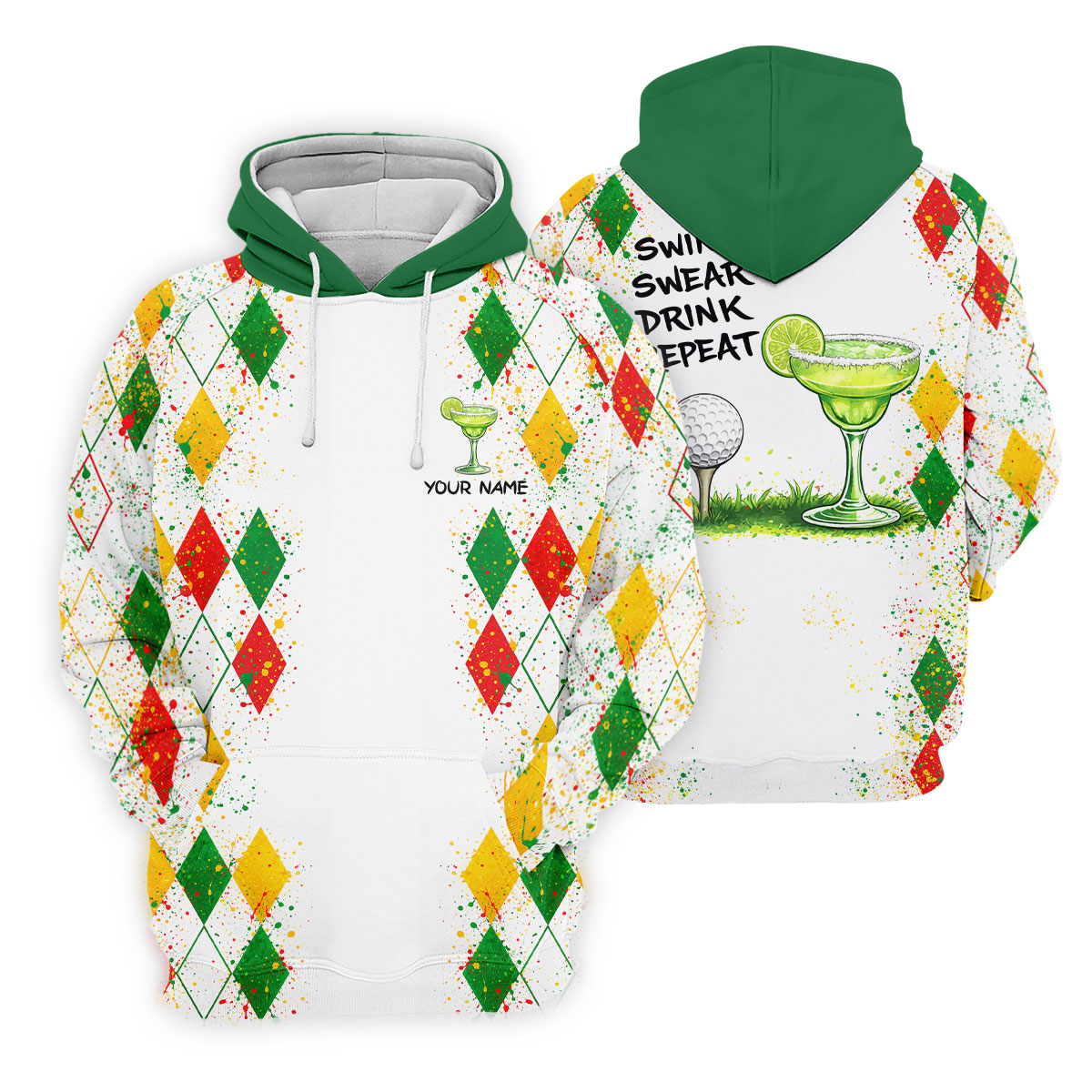 Swing Swear Drink Repeat Margarita Cocktail Cinco De Mayo Celebration Fiesta Themed Golf Shirt For Women