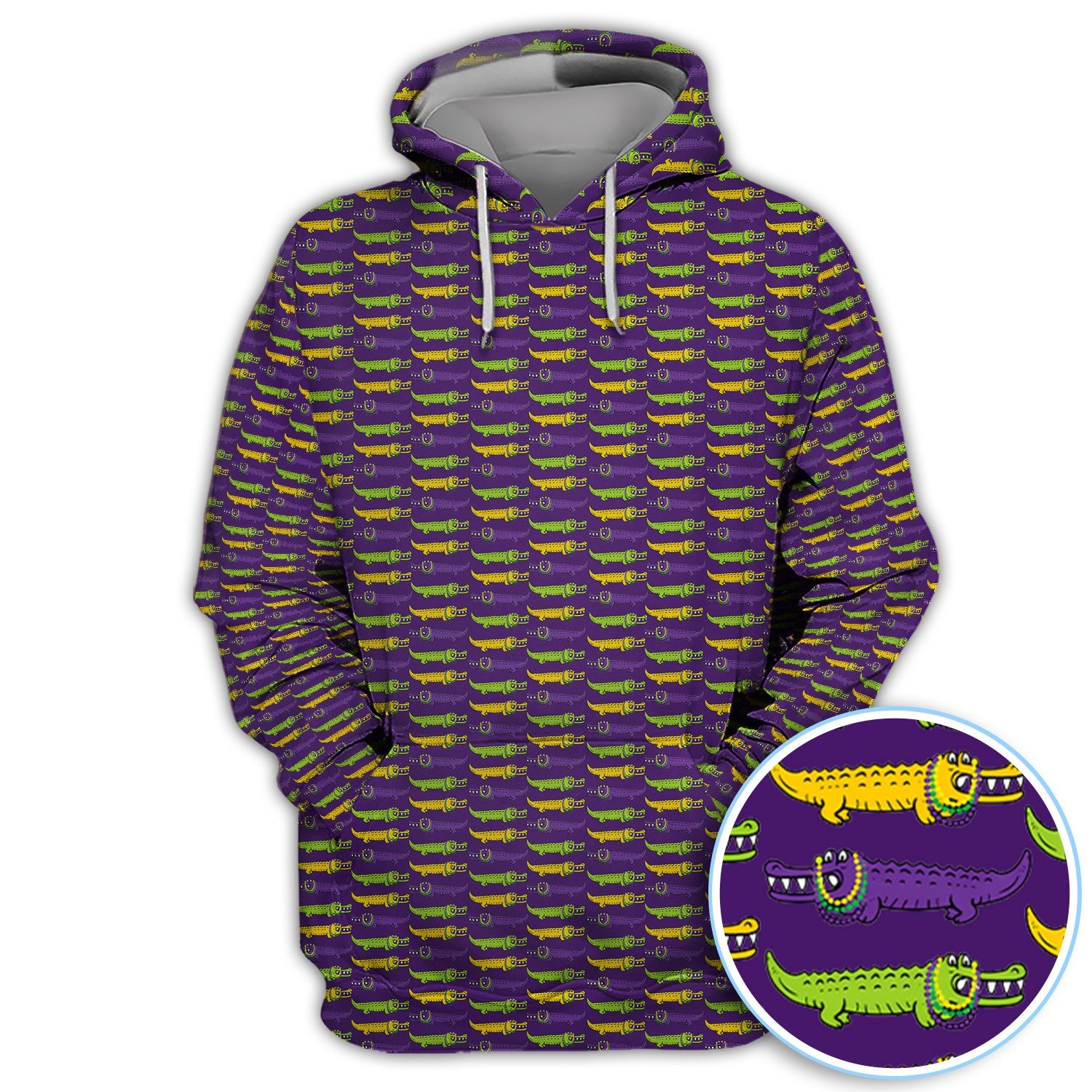 Mardi Gras Alligator Pattern Golf Shirt, Carnival Golf Shirt For Men, Golf Gift For Golfer