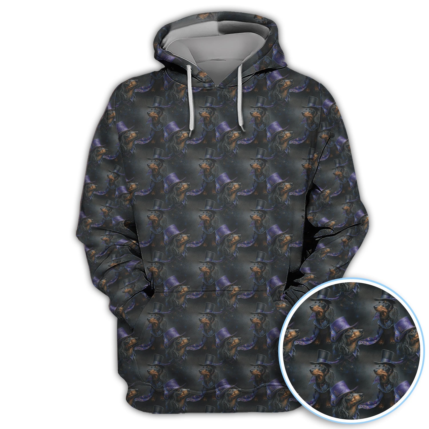 Elegant Dachshund Pattern Golf Shirt, Crazy Wiener Dog Golf Shirt For Golfer, Golf Gift For Men
