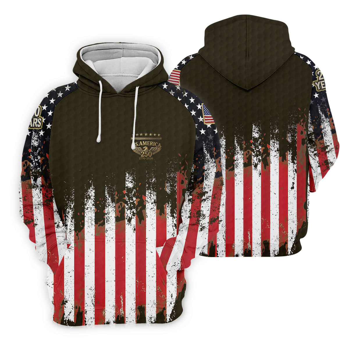 US Bald Eagle Golf Ball Pattern Distressed American Flag Women Golf Top, 250th Anniversary 4th Of July Golf Shirt