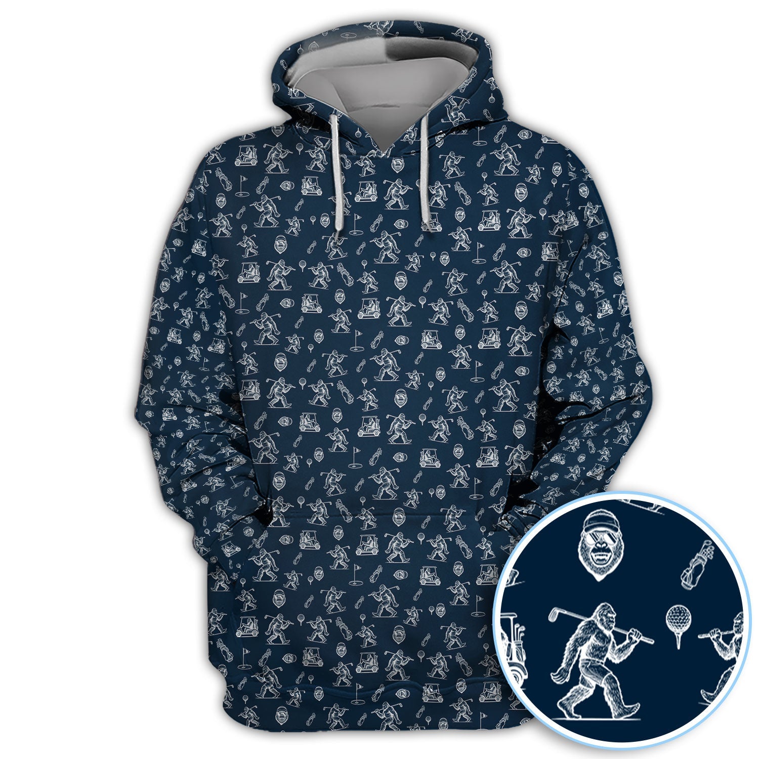 Squatch Bigfoot Pattern Golf Shirt, Funny Bigfoot Golf Polos, Golf Gift For Men