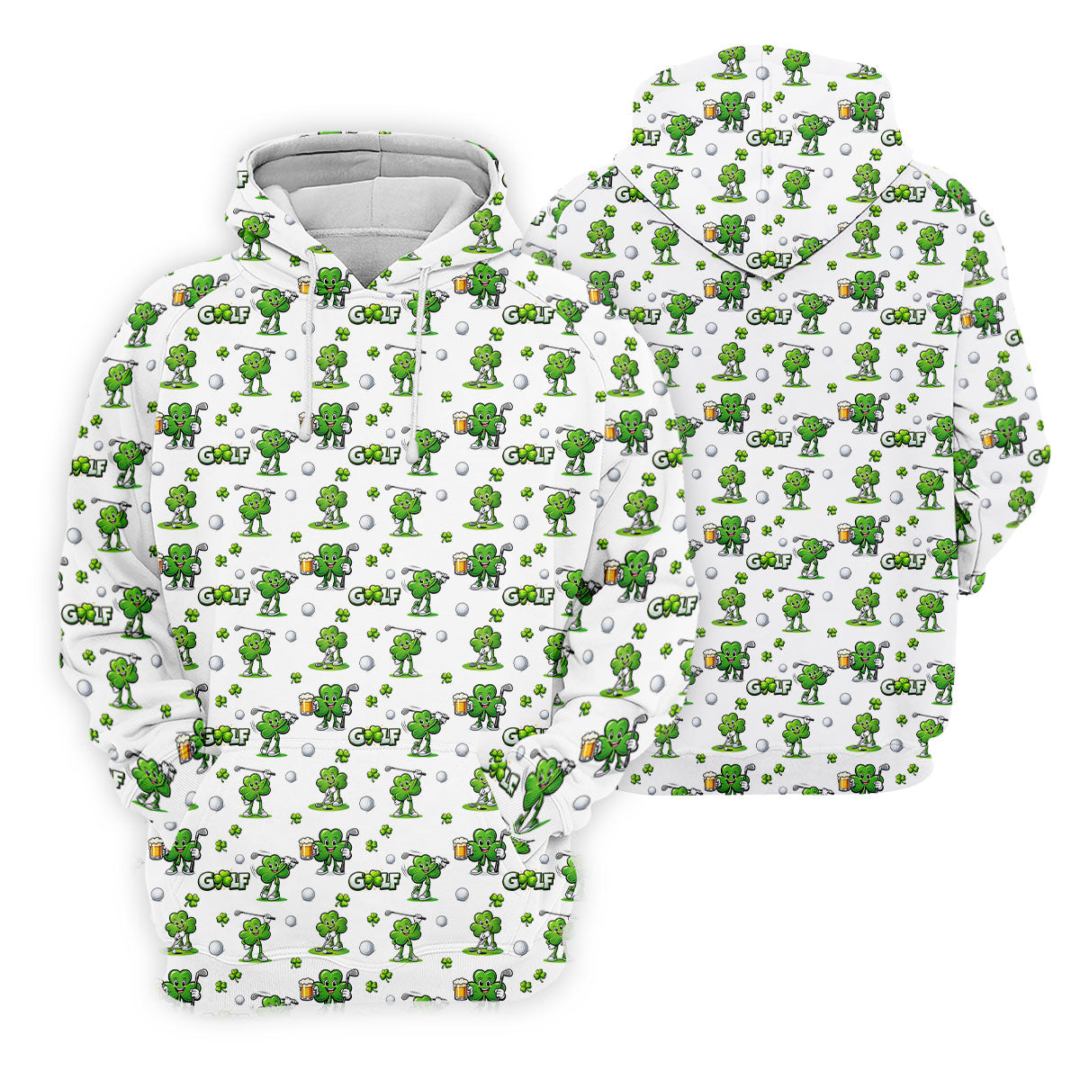 Three Leaf Clover Golf And Beer St Patrick's Day White Golf Shirt, Women's Golf Shirts, Ladies Golf Polos