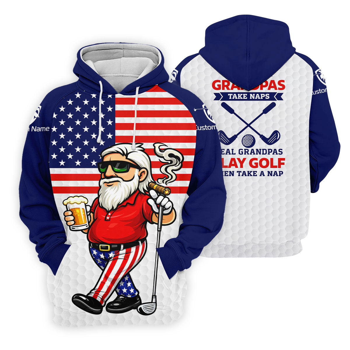 Real Grandpas Play Golf Father's Day 4th Of July Golf Shirt, 250 Years Polo Shirts For Men