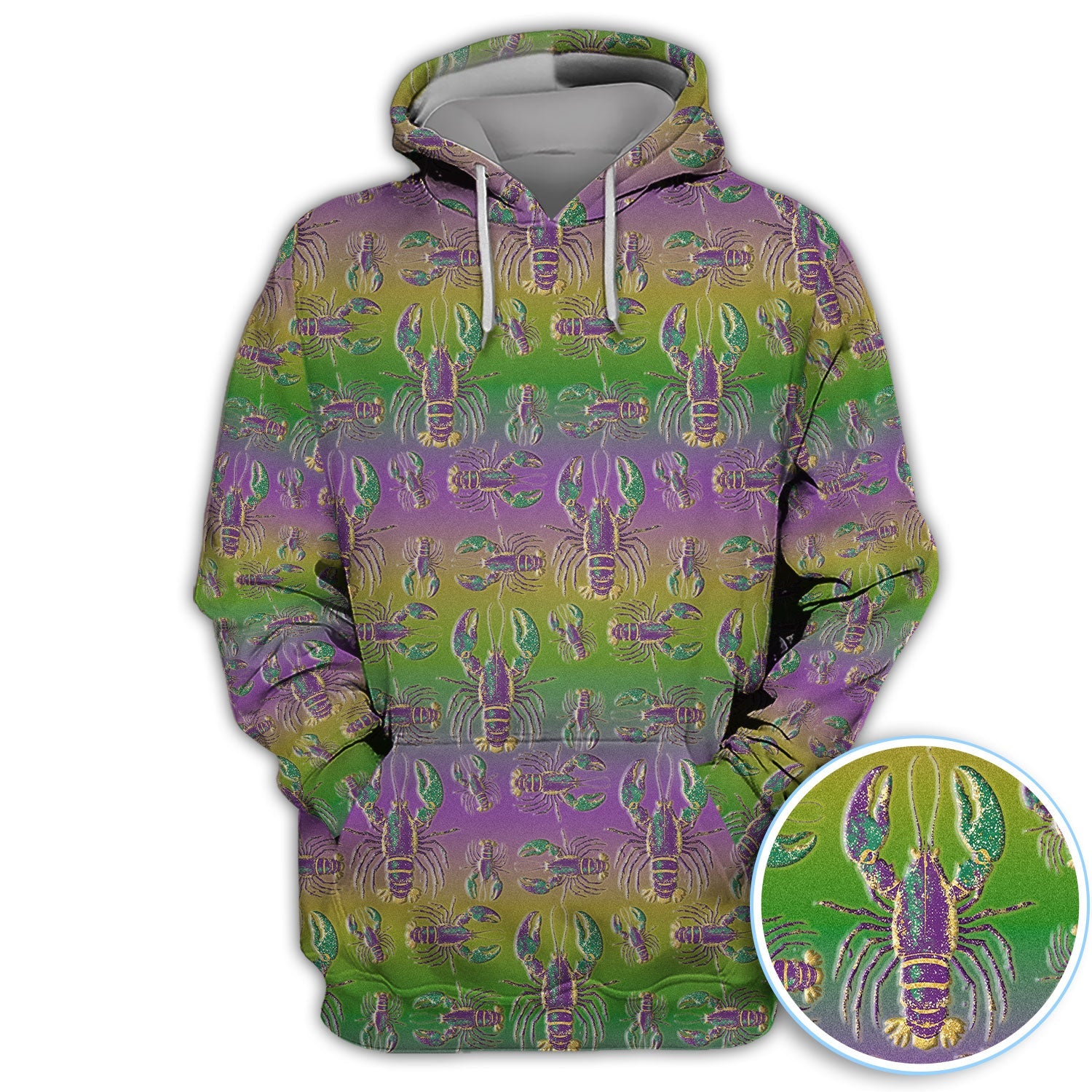 Crazy Louisiana Crawfish Golf Shirt For Women, Mardi Gras Crawfish Pattern Golf Polos, Golf Gift For Golfer