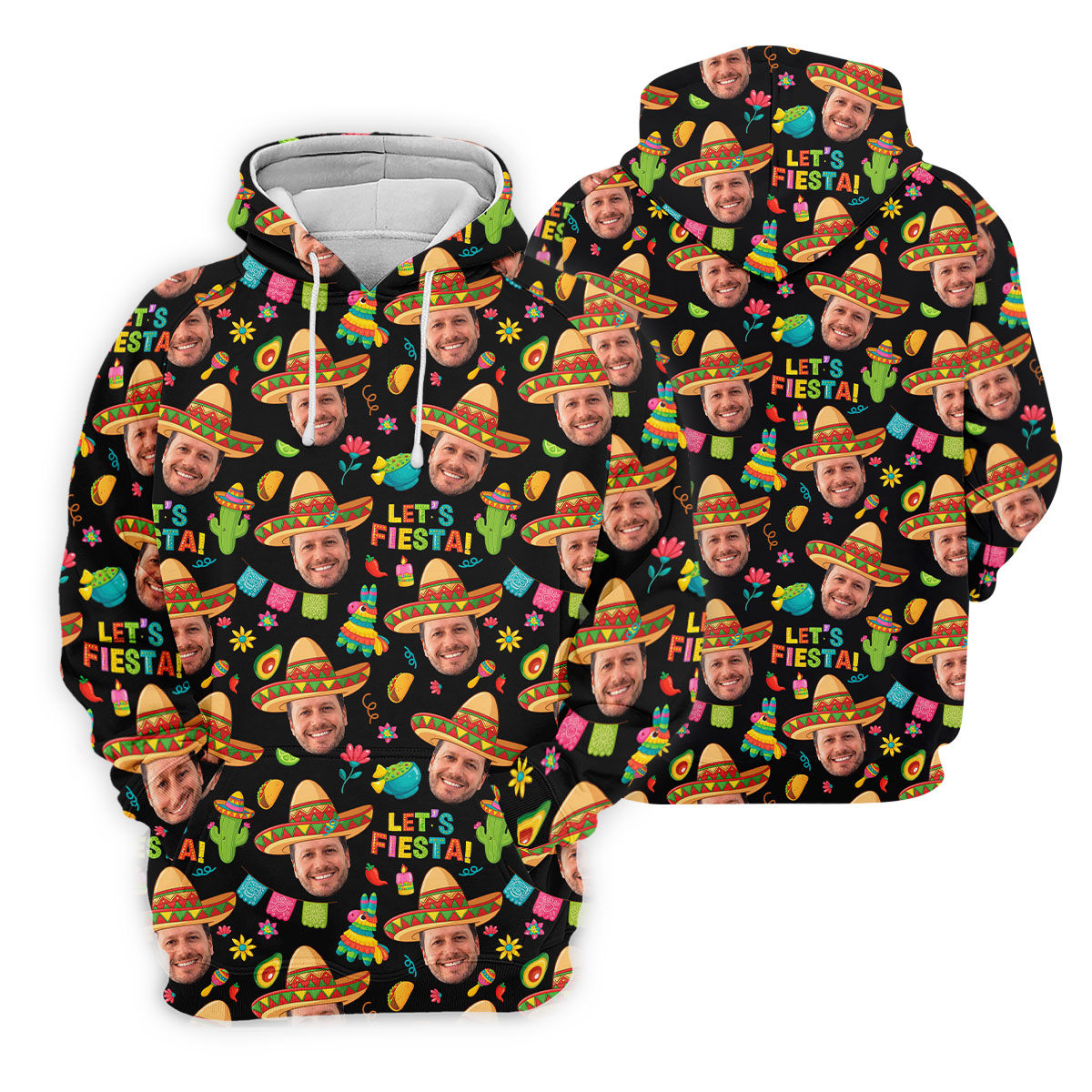 Let's Fiesta Cinco De Mayo Celebration Fiesta Themed Custom Face Black Golf Shirt For Women