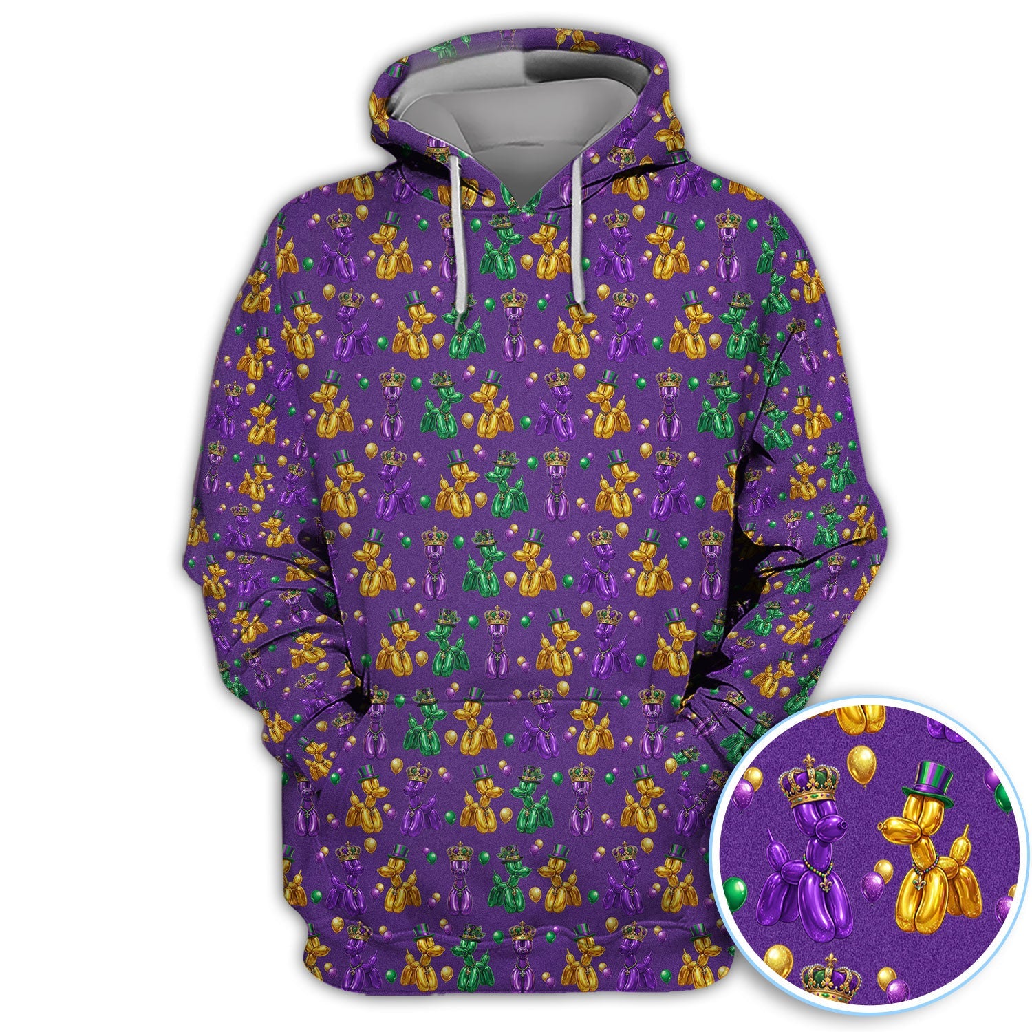 Mardi Gras Bead Dogs Golf Polos For Golfer, Festival Pattern Golf Shirt, Golf Gift For Men