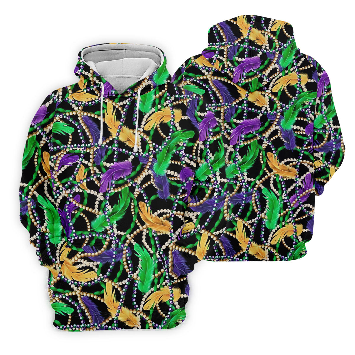 Purple Green Gold Feather Beads Mardi Gras Golf Shirt, Women's Golf Tops, Ladies Golf Polos