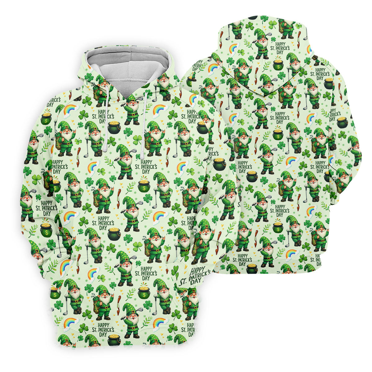 Happy St Patrick's Day Gnome Shamrock Golf Shirt, Funny Golf Shirts Women, Ladies Golf Polos