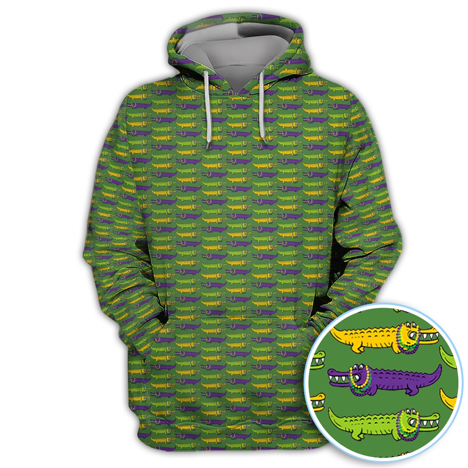 Mardi Gras Alligator Pattern Golf Shirt, Carnival Golf Shirt For Men, Golf Gift For Golfer