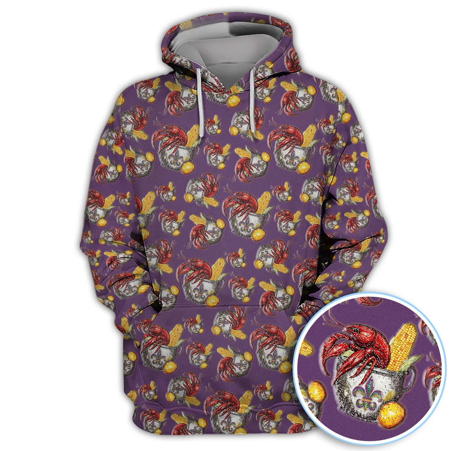Mardi Gras Crawfish Pattern Golf Shirt, Funny Louisiana Crawfish Golf Polos For Men, Golf Gift For Golfer