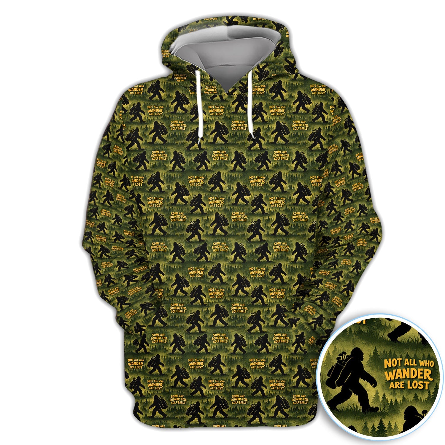 Bigfoot Wander Quote Pattern Golf Shirt, Sasquatch Golfer Forest Golf Shirt For Men, Golfer Gift