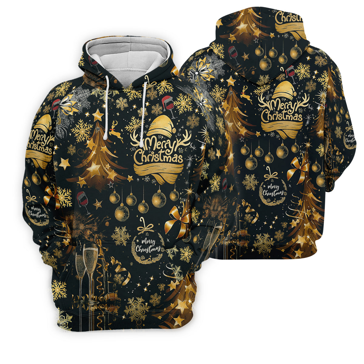 Champagne Golden Merry Christmas Women Golf Top, Christmas Golf Shirt, Ladies Golf Tops