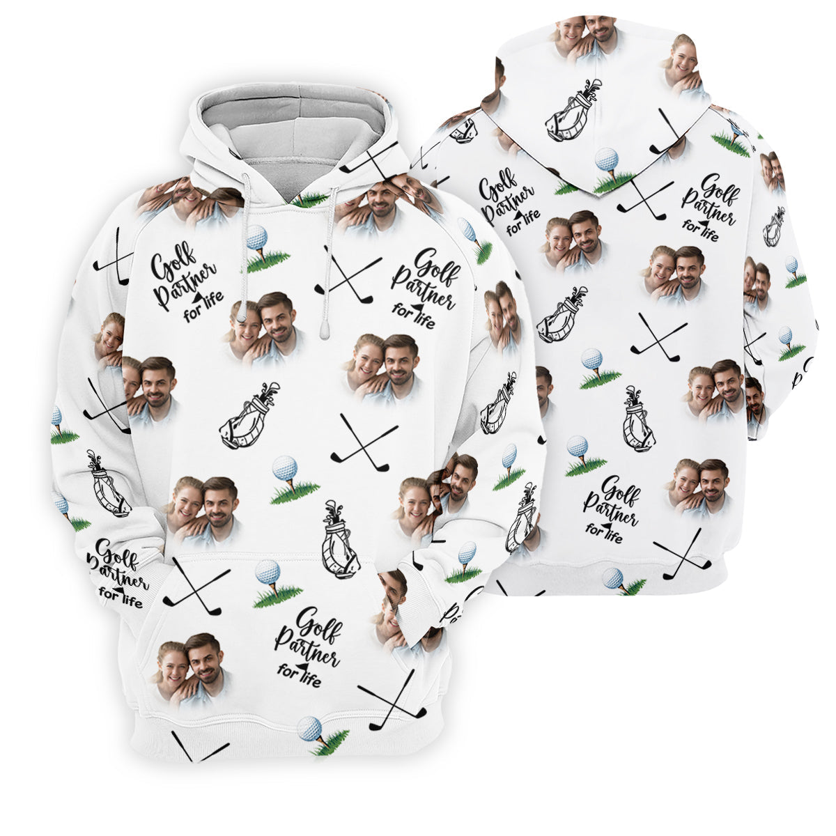 Golf Partner For Life Custom Photo White Women Golf Top, Valentines Golf Gift, Ladies Golf Polos