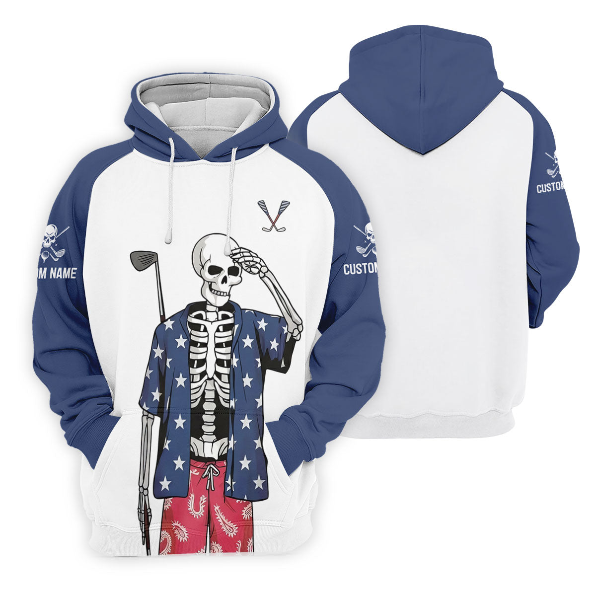 Skeleton Golf White Navy 4th Of July Patriotic Golf Shirt, 250 Years Golf Shirt For Women