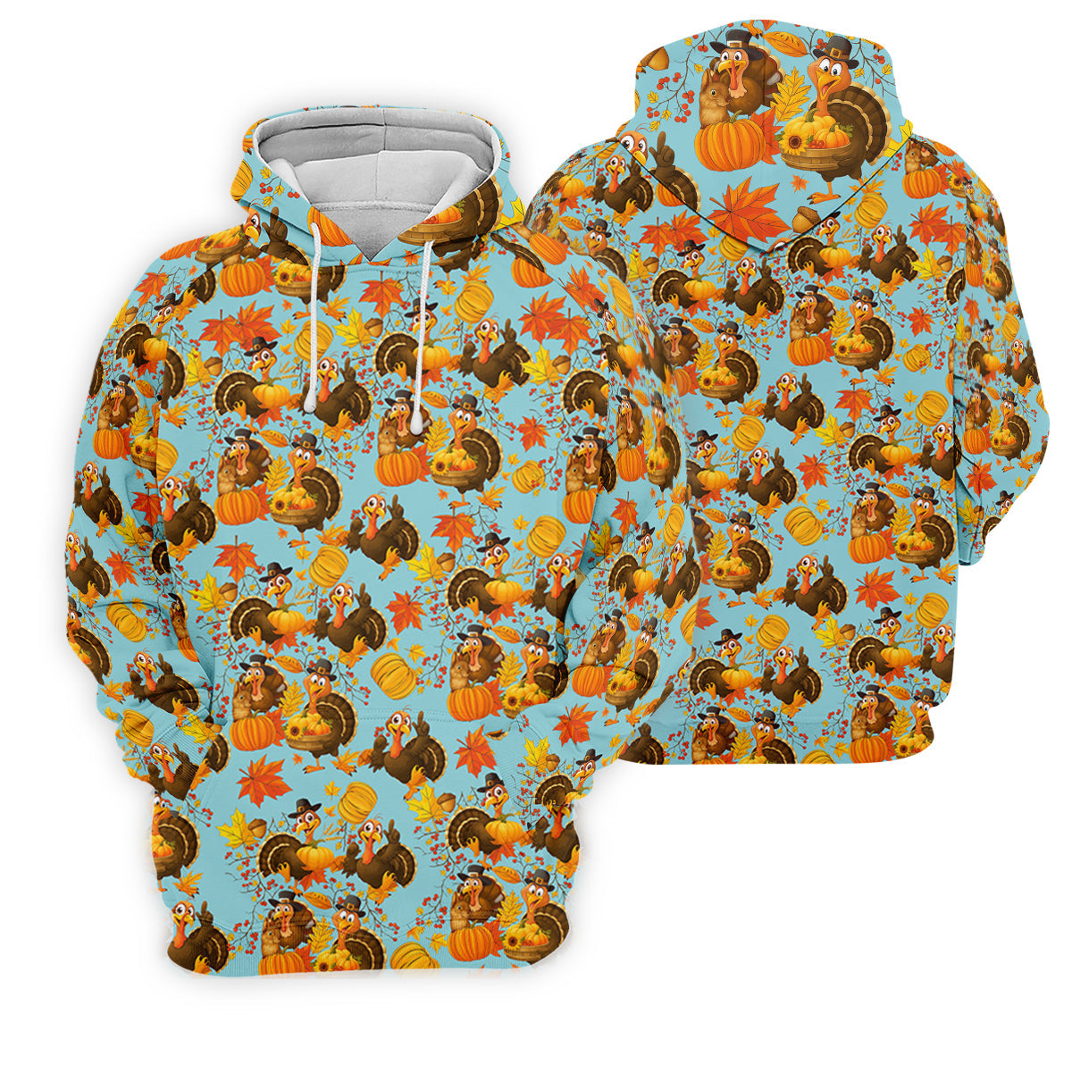 Turkey Pumpkin Thanksgiving Holiday Blue And Orange Ladies Golf Tops, Women Golf Top, Golf Gift For Ladies