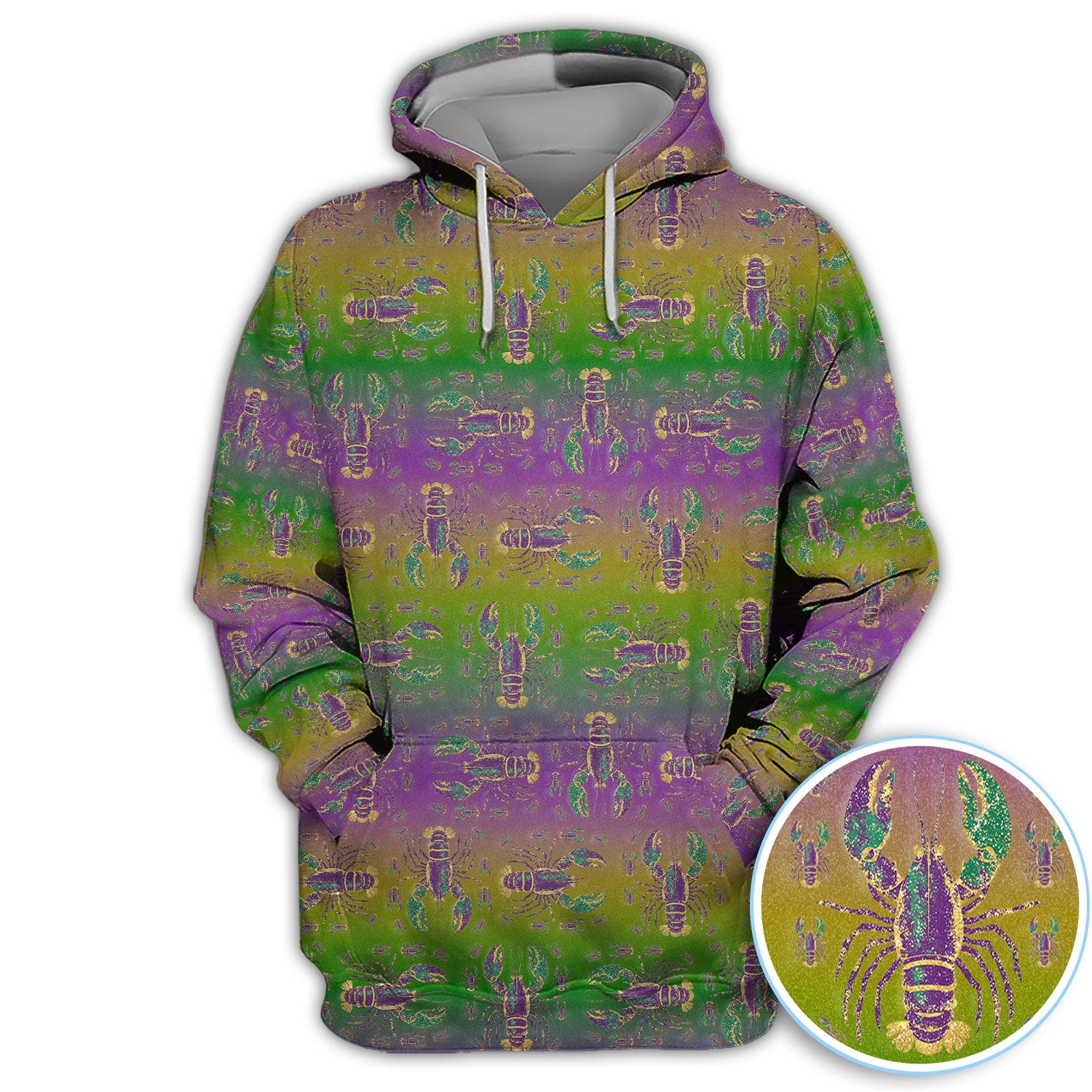 Louisiana Crawfish Pattern Golf Shirt, Mardi Gras Golf Polos For Golfer