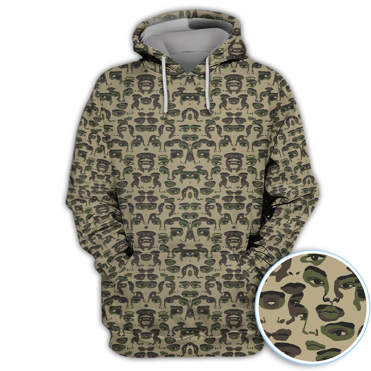 Camo Face Art Pattern Polo Shirt, Crazy Golf Polos For Golfer, Men Golf Gift