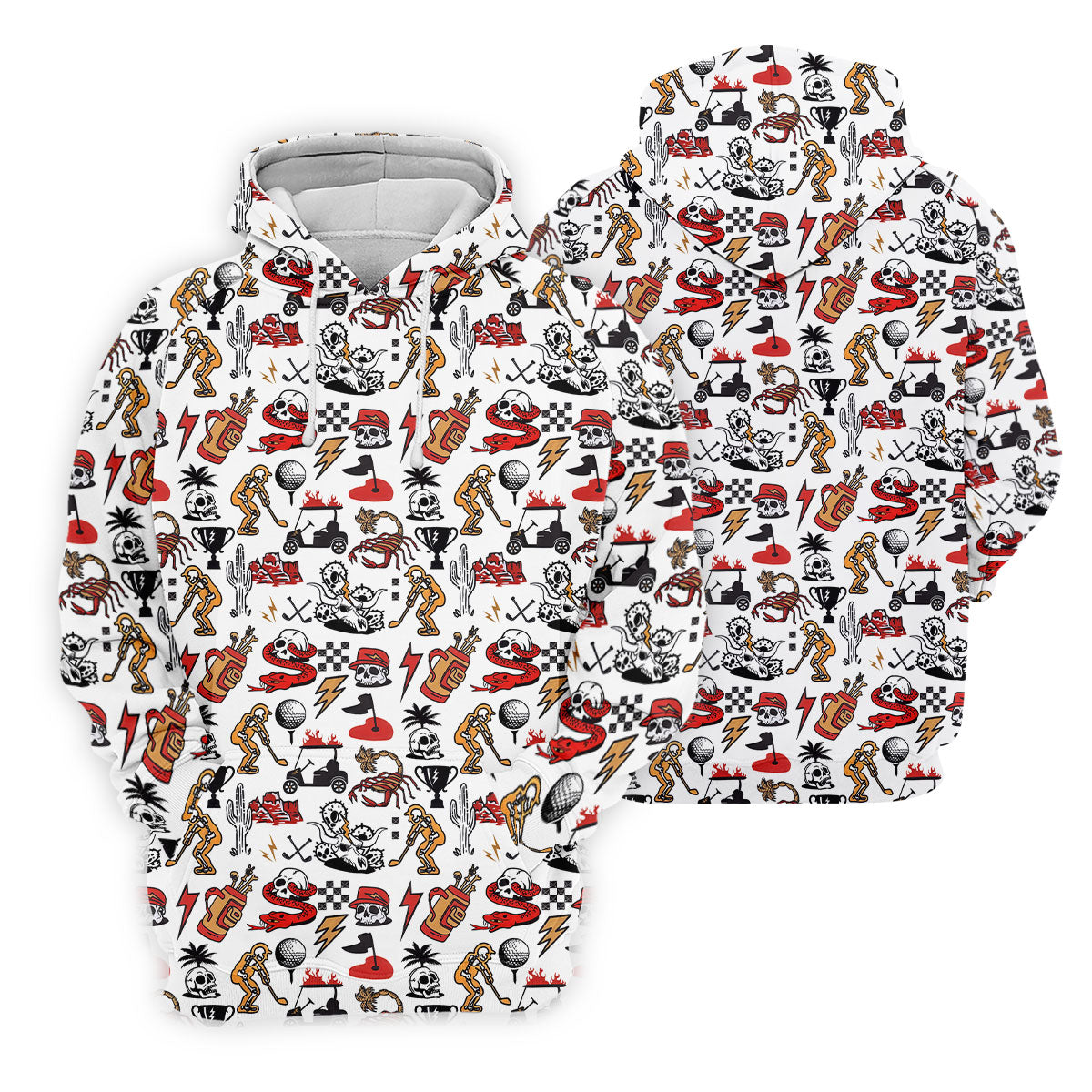 Horror Pattern White Halloween Women Golf Top, Halloween Gift Idea, Ladies Golf Shirts