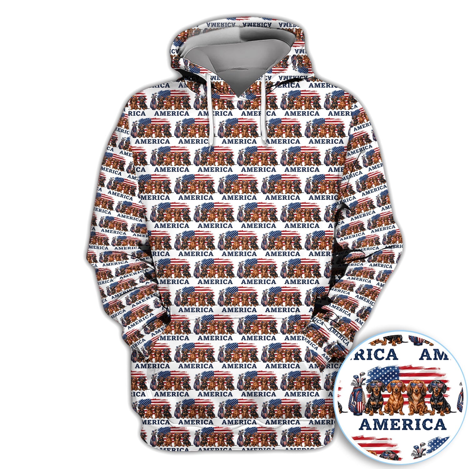 Dachshund America Pattern Golf Polos, Crazy Dachshund Golf Shirt For Women, Funny Golf Shirt