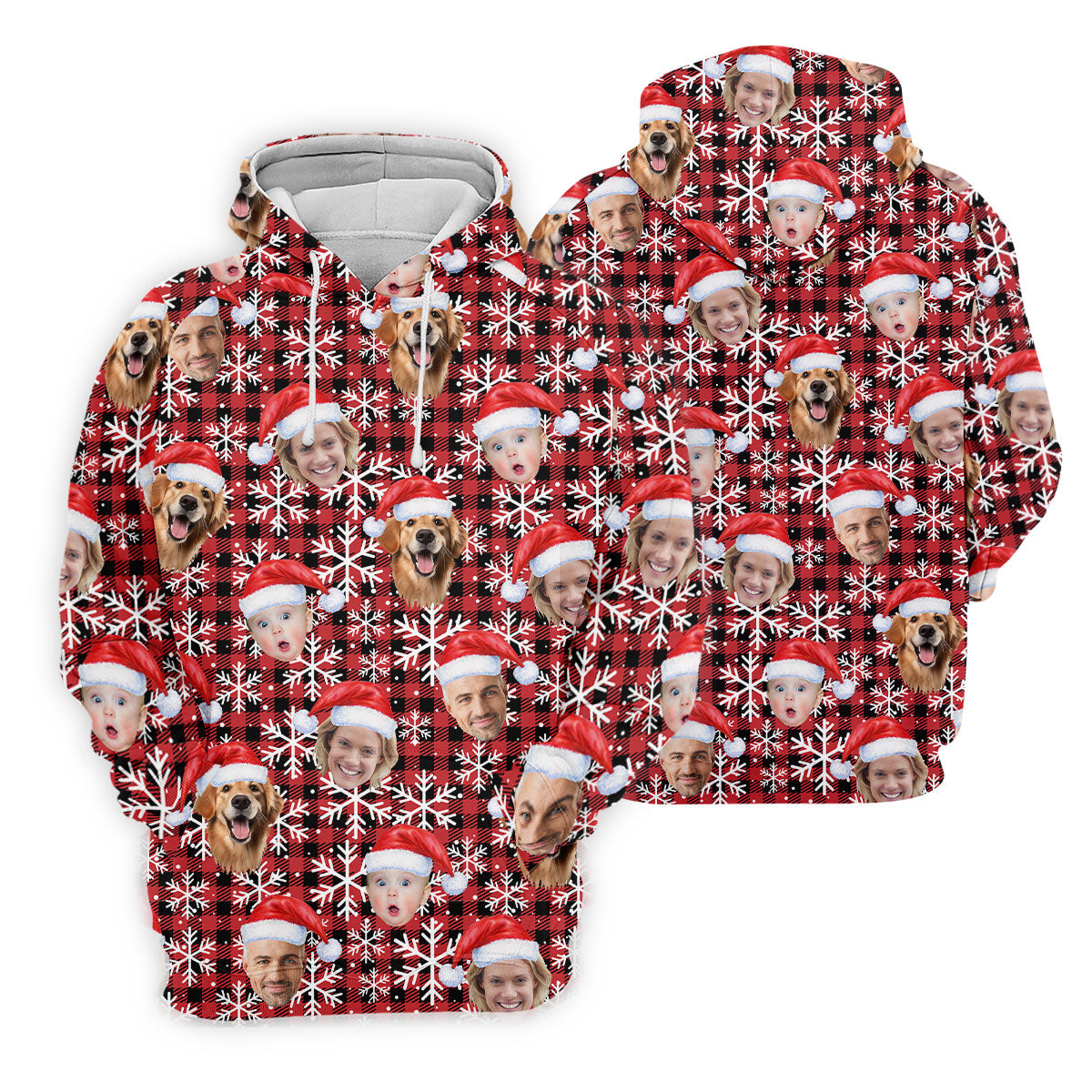 Custom Face Red And Black Checkered, Christmas Golf Shirt, Women's Golf Tops, Golf Gift For Ladies