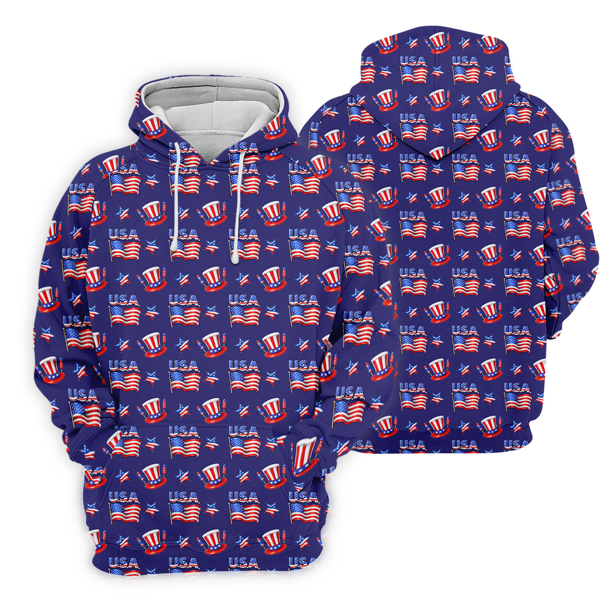 Waving Flags Uncle Sam Hats Seamless Pattern 250th Anniversary Golf Shirt For Women, Patriotic Golf Shirt