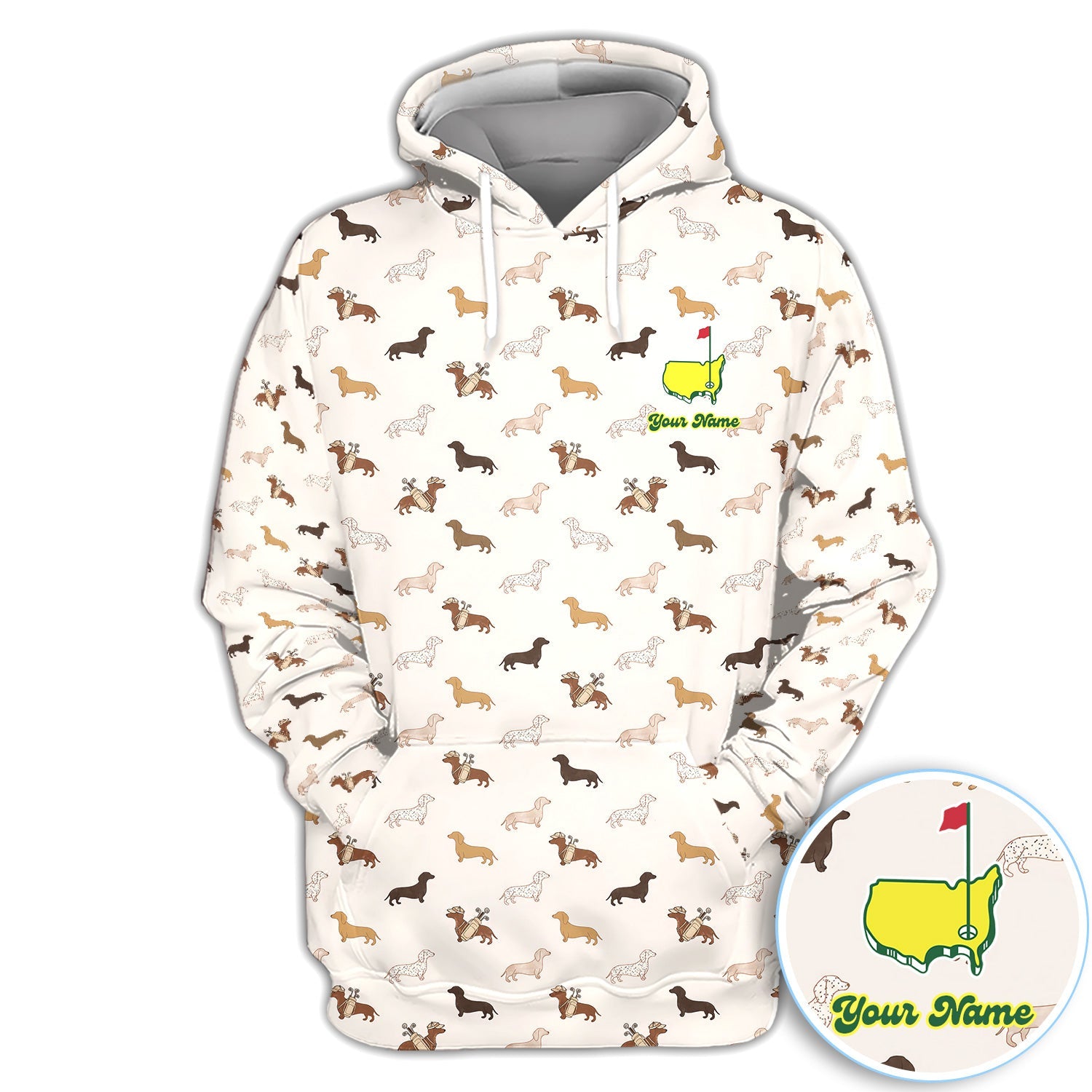 Personalized Dachshund Dog Golf Pattern Shirt, Cute Dachshund Golf Shirt For Women, Dog Lover Golf Gift