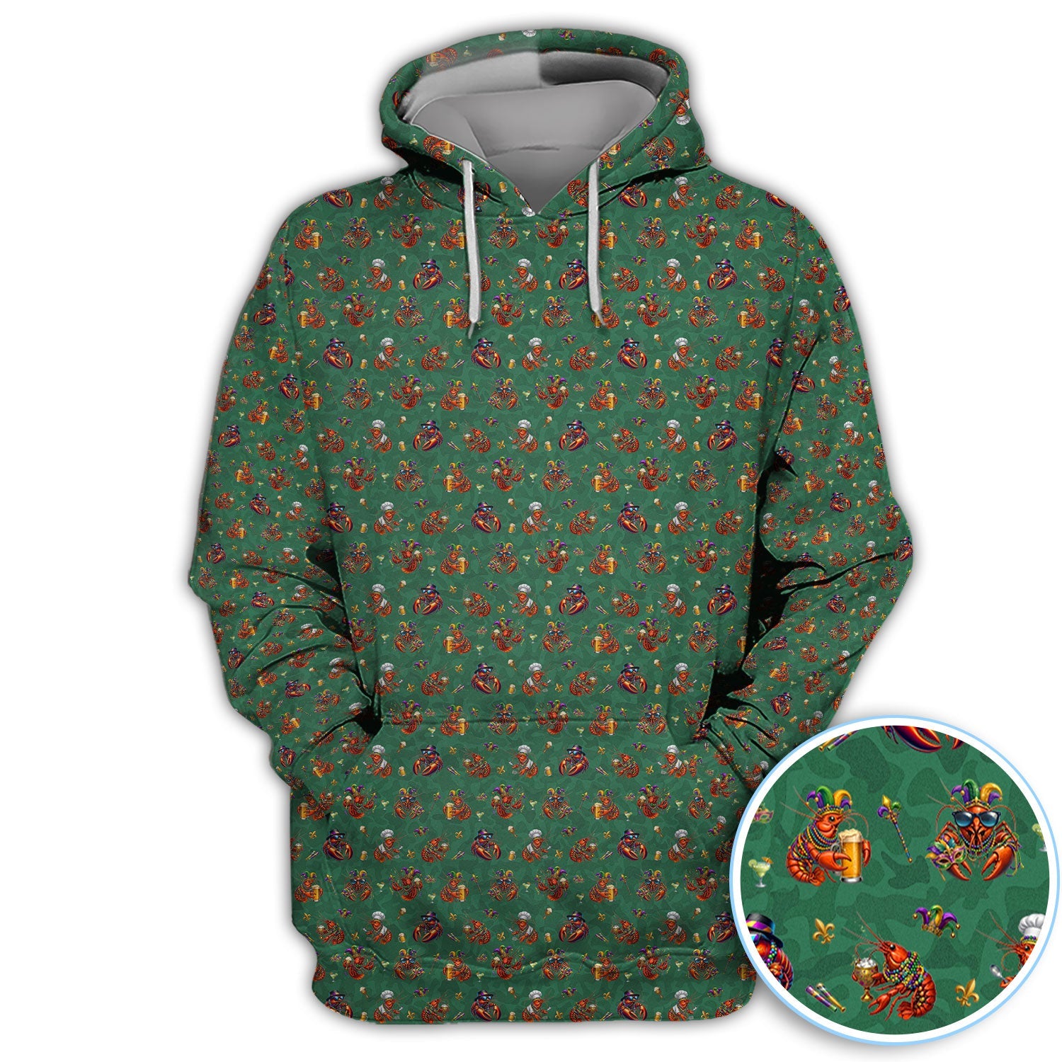 Funny Crawfish Mardi Gras Pattern Golf Shirt, Beer Crawdad Golf Polos For Golfer, Golf Gift For Men