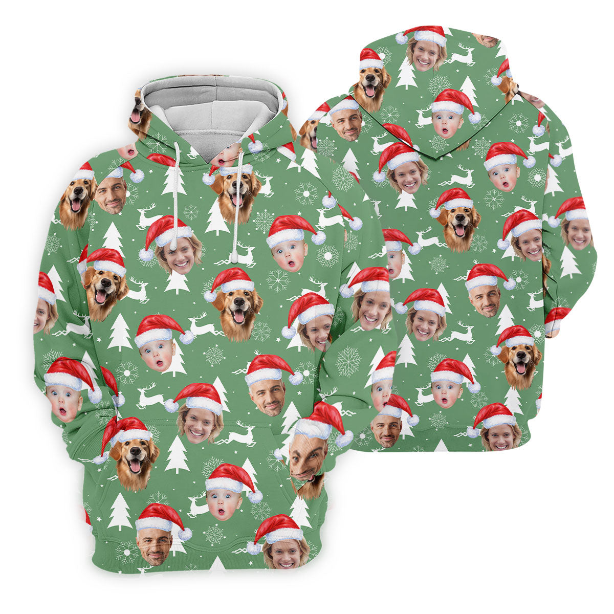 Custom Face Snow Reindeer Sage Green Golf Shirt, Christmas Golf Shirt, Ladies Golf Shirts, Golf Gifts For Women