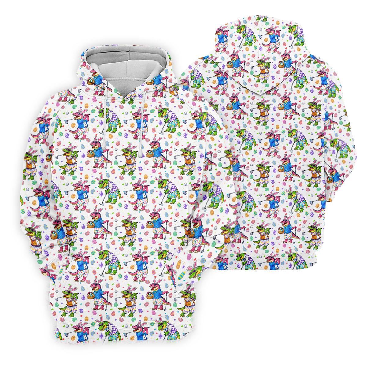 Easter Dinosaur Gradient Pattern Women Golf Top, Fun Women's Golf Shirts, Ladies Golf Shirts