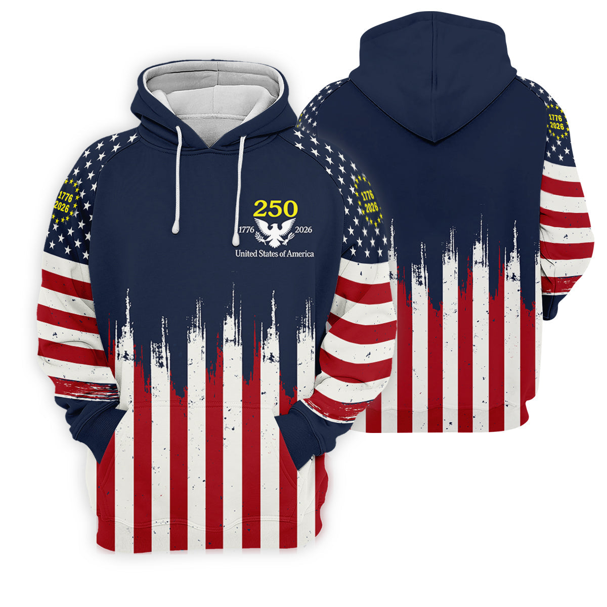 Splatter Painted American Flag Pattern Women's Golf Tops, 250th Anniversary Patriotic Golf Shirt