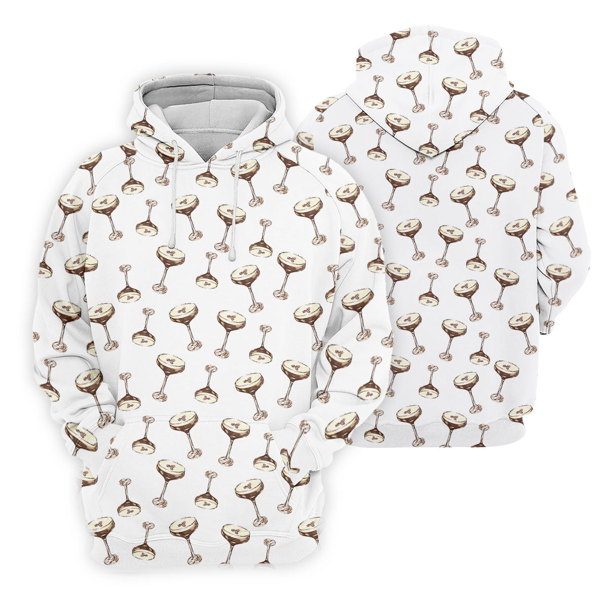 Expresso Martini Doodle Seamless Pattern Hawaiian Golf Shirt, Polo Shirts For Men